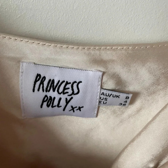 Princess Polly Hewlett Mini Dress Champagne Satin Size 4 - Picture 7 of 10